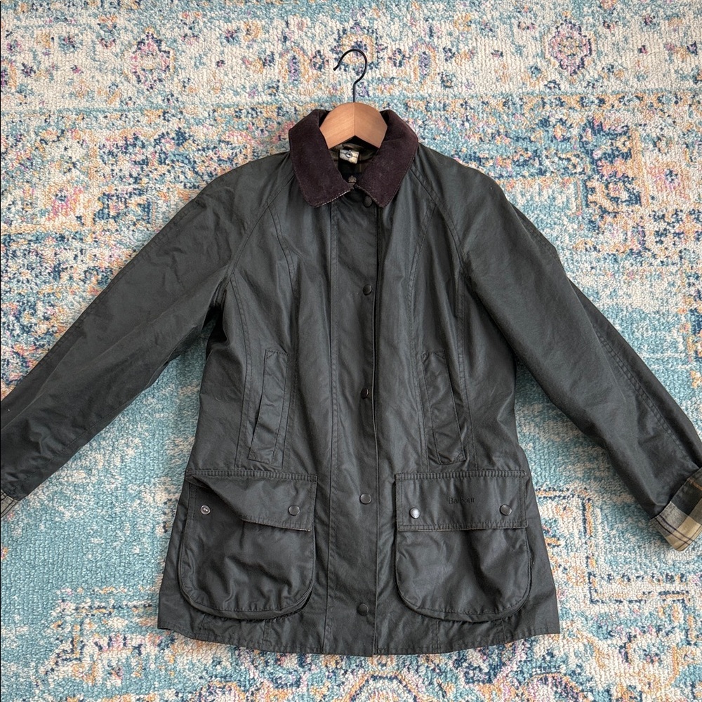 Barbour Sage Green Beadnell Waxed Jacket